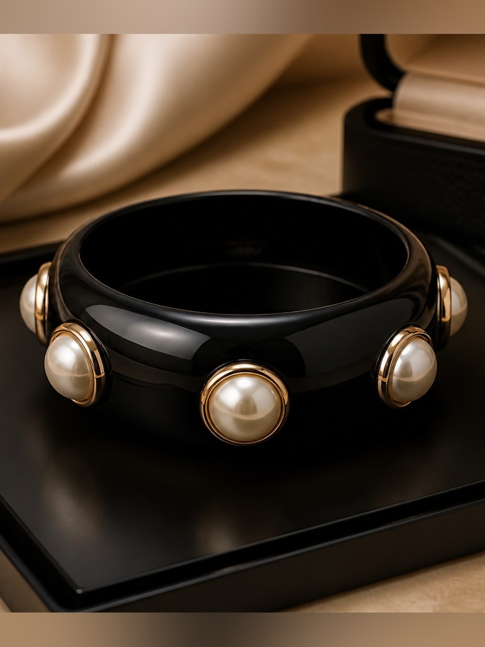 Elegant Black and Gold Pearl Bracelet